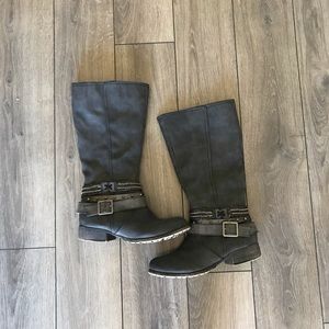 Knee high dark grey boots